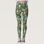 Leggings Festin Whimsical Cute Nutcracker Ballet Green<br><div class="desc">Motif de médias mixtes fantasque et magique fait avec des personnages de ballet de noisette de Noël et faux flocons de neige dorés,  parties scintillant et feuillage.</div>