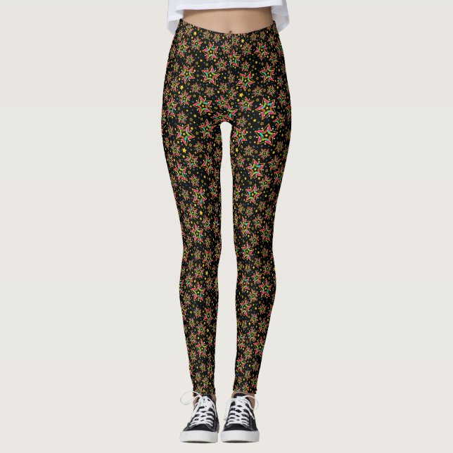Leggings Festive Bright Merry Holiday Star (Devant)