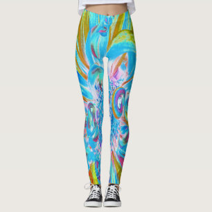 Leggings Festive Chartreuse et Pétales à fleurs de Dahlia b