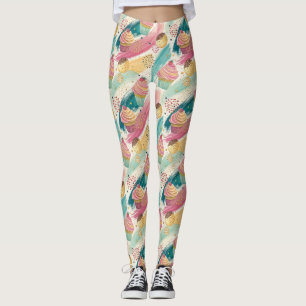 Leggings Festive Cupcake & Brushstroke Celebration Motif