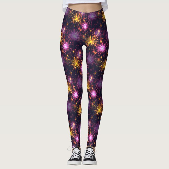 Leggings Festive feux d'artifice des coeurs (Devant)