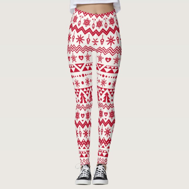 Leggings Festive Noël sans couture motif. (Devant)