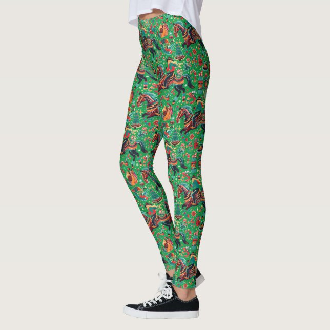 Leggings Festive Western Cowgirl Green Noël (Gauche)