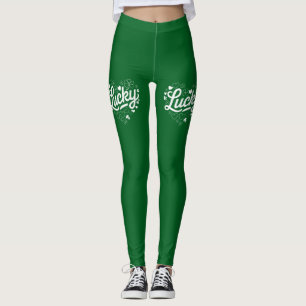 Leggings Fête de la Saint-Patrick Cœur Trèfle Chanceux Trèf