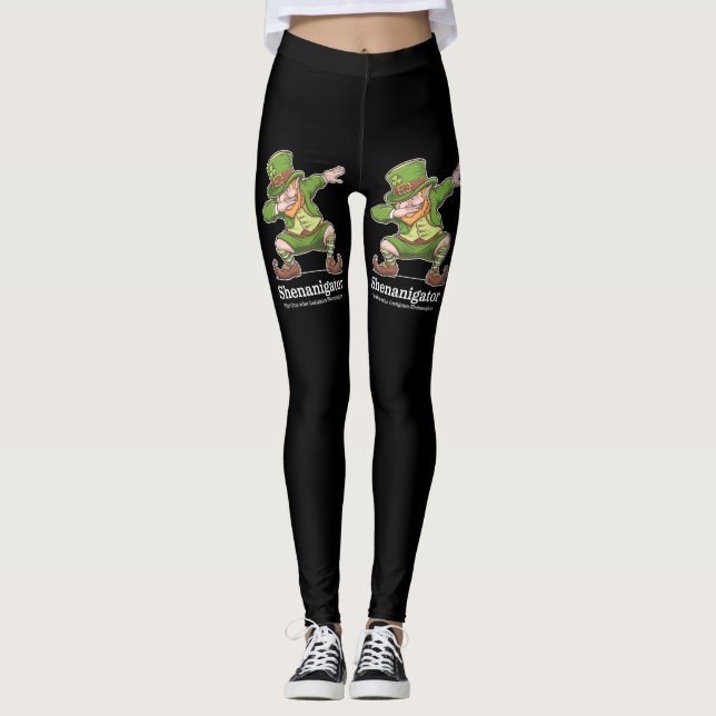 Leggings Fête de la Saint-Patrick Shenanigator Dabbing Lepr (Devant)