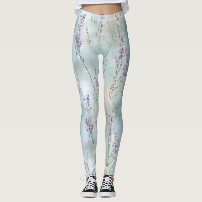 Leggings Fête de mariage Fleurs Violettes Jolies Romantique (Devant)