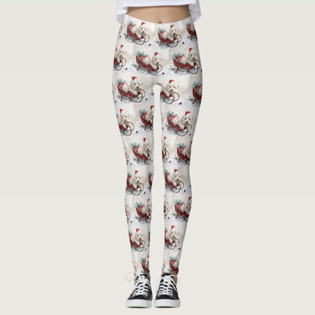 Leggings Fête de Noël de Chien de Coton De Tulear (Devant)