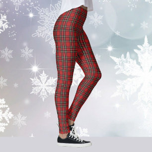 Leggings Fête de Noël de Tartan Yoga Plaid Rouge