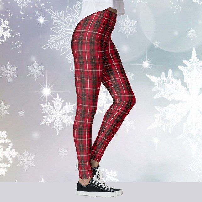 Leggings Fête de Noël de Tartan Yoga Plaid Rouge (Créateur téléchargé)