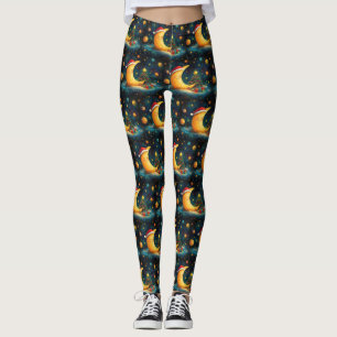 Leggings Fête de Noël drôle Lune Galaxy