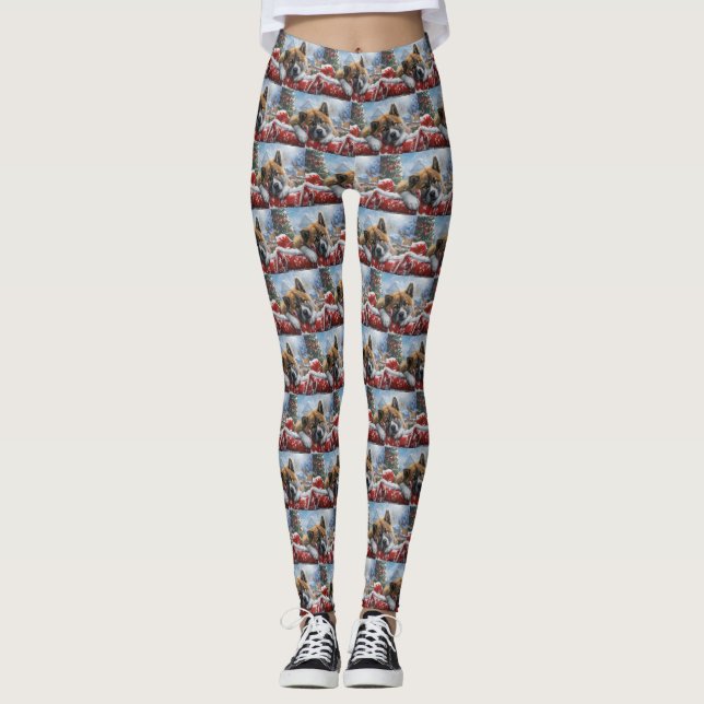 Leggings Fête de Noël du chien Akita (Devant)