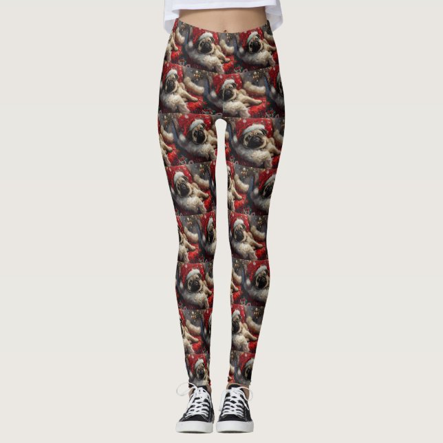 Leggings Fête de Noël du chien Carlin (Devant)