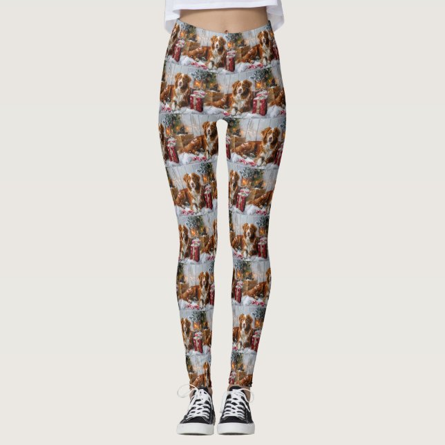 Leggings Fête de Noël du chien de canard de la Nouvelle-Éco (Devant)