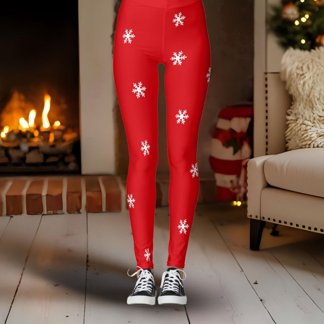 Leggings Fête de Noël Motif Red White Snowflake (Créateur téléchargé)