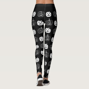 Leggings Fête d'Halloween Citrouilles blancs mignons