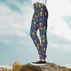 Leggings Fête d'Halloween Colorée et Effrayante Motif de Cr