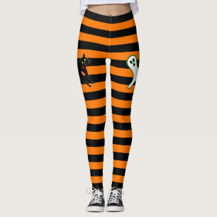 Leggings Fête d'Halloween Éffrayant Cat Cute Ghost Black