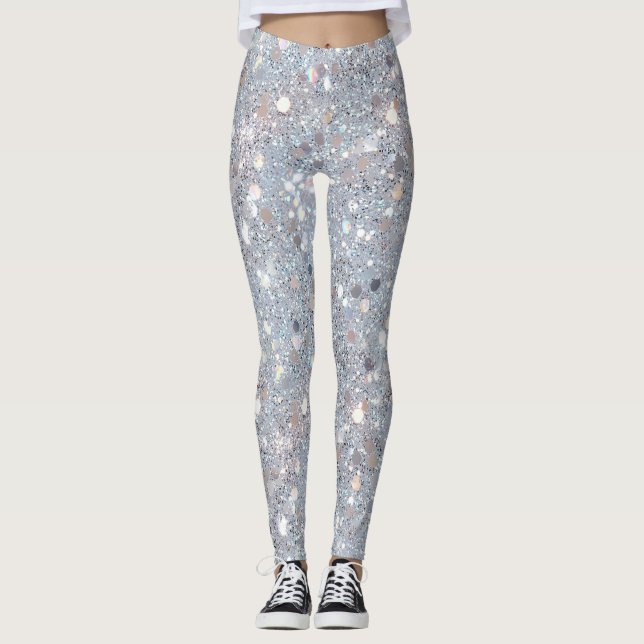 Leggings Fête Paillettes Blanches (Devant)