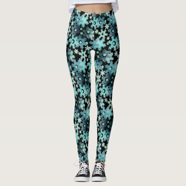 Leggings Fêtes de Noël Fête hiver Flamme de neige brillant (Devant)