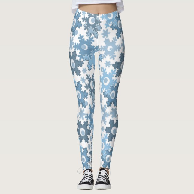 Leggings Fêtes de Noël Fête hiver Flamme de neige brillant (Devant)