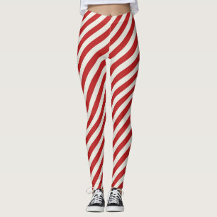 Leggings Fêtes de Noël Rouge & Crème Beige Blanc Gris