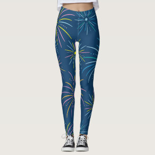 Leggings Feu d'artifice couleur plat Motif - Bleu