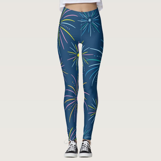 Leggings Feu d'artifice couleur plat Motif - Bleu (Devant)