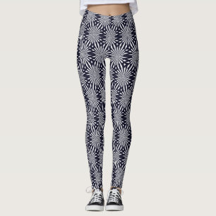 Leggings Feu d'Artifice Géométrique Abstrait Noir et Blanc