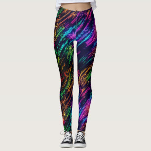 Leggings Feu d'artifice laser de fête néon coloré sur fond 