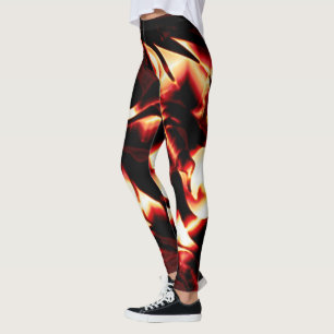 Leggings Feu de bonhomme sculpté sur l'arrière - plan rouge