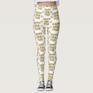 Leggings feu de la nouvelle année or happy
