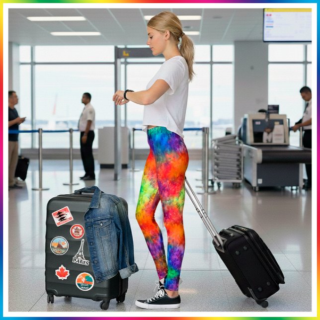 Leggings [Feu et glace] Brillant Gras Arc-en-Ciel Cravate-D (Travel in comfort. )