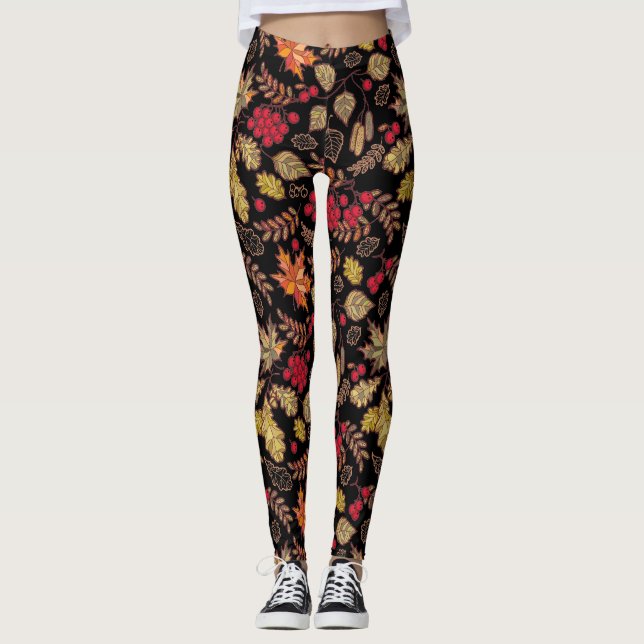 Leggings Feuillage de feuille d'automne (Devant)