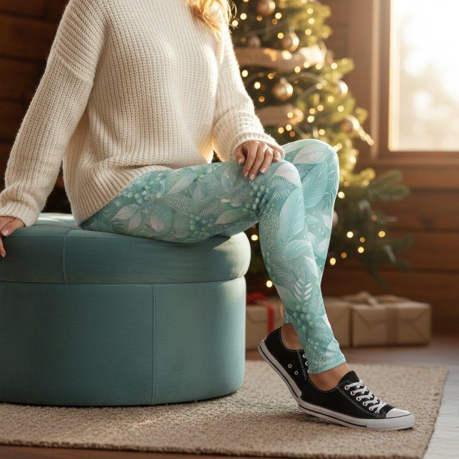 Leggings Feuillage de Noël côtier à motif de baies #7 ID100 (Créateur téléchargé)