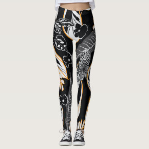 Leggings Feuillage de nuit tropical : Motif Vintage foncé