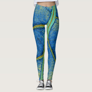 Leggings Feuille bleue élégante