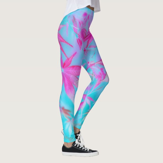 Leggings feuille bleue rose (Droite)