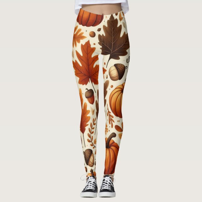 Leggings feuille/citrouille/cavernes Automne (Devant)