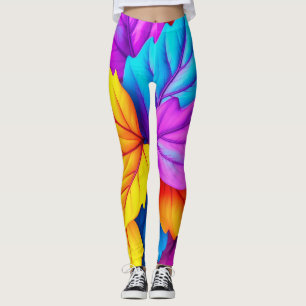 Leggings Feuille colorée Imprimer Gras et Vibrant