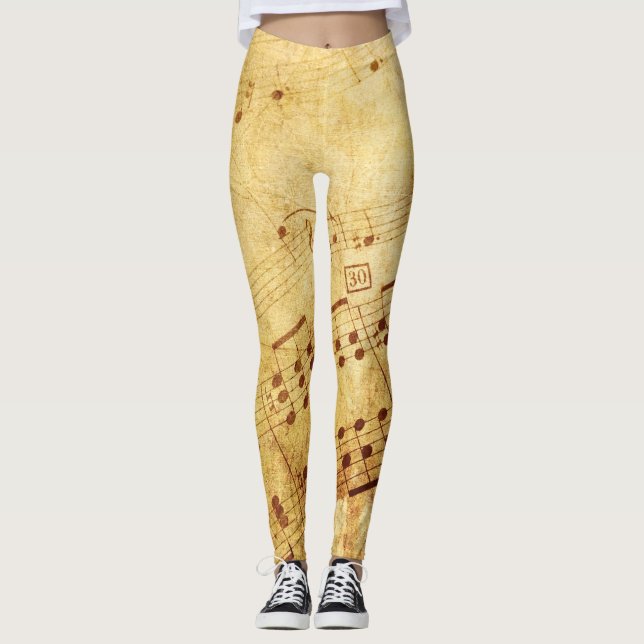 Leggings Feuille d'antiquité Vintage dorée Partition (Devant)