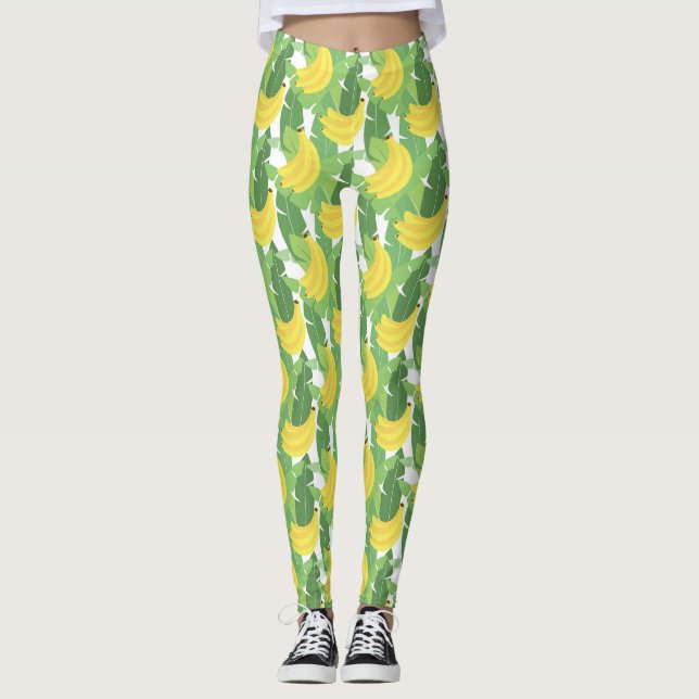 Leggings Feuille de banane et motif de fruit (Devant)