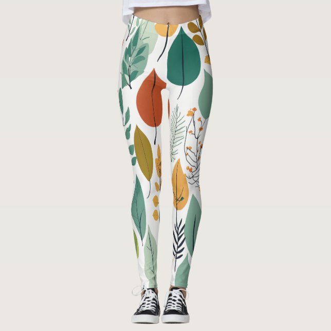 Leggings Feuille de couleur inspirée de la nature (Devant)