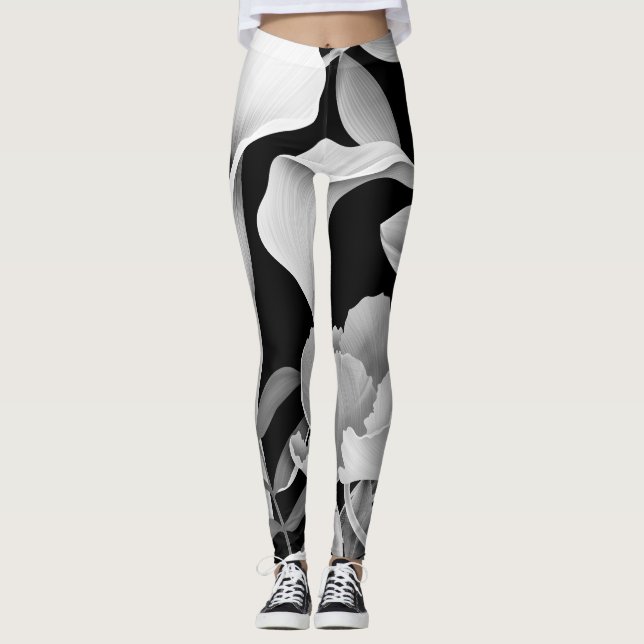 Leggings Feuille de fleur tropicale : Motif sans couture (Devant)