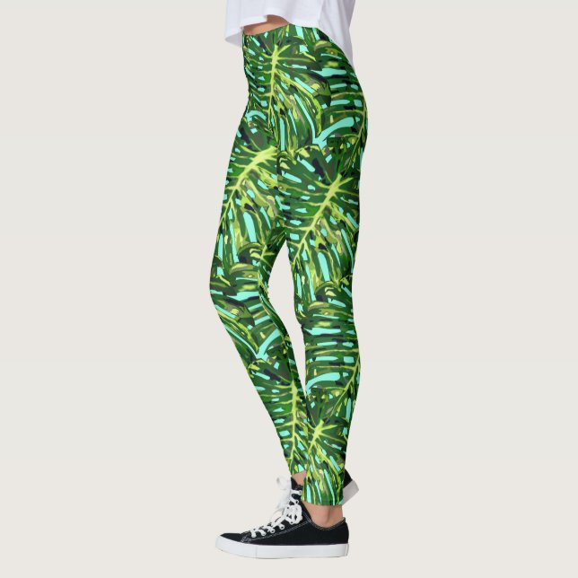 Leggings Feuille de Monstera Tropical (Gauche)