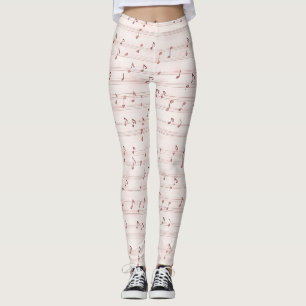 Leggings Feuille de notes de musique rose