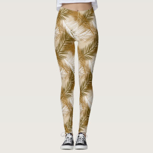 Leggings Feuille de palme, Brown foncé, tan et beige