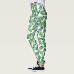 Leggings Feuille de Palme Verte