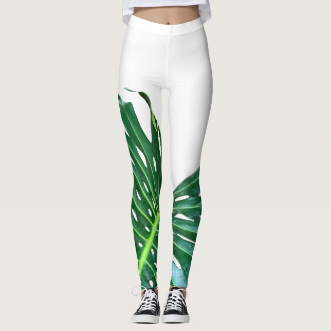 Leggings Feuille de palmier élégante de la jungle tropicale (Devant)