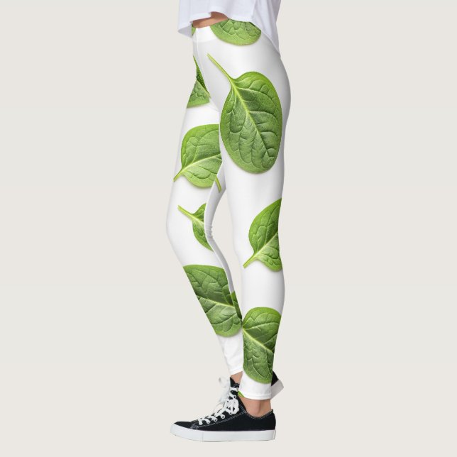 Leggings Feuille d'épinards bio Motif sans couture (Gauche)