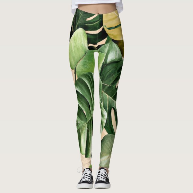 Leggings Feuille florale/hawaïenne/tropicale (Devant)